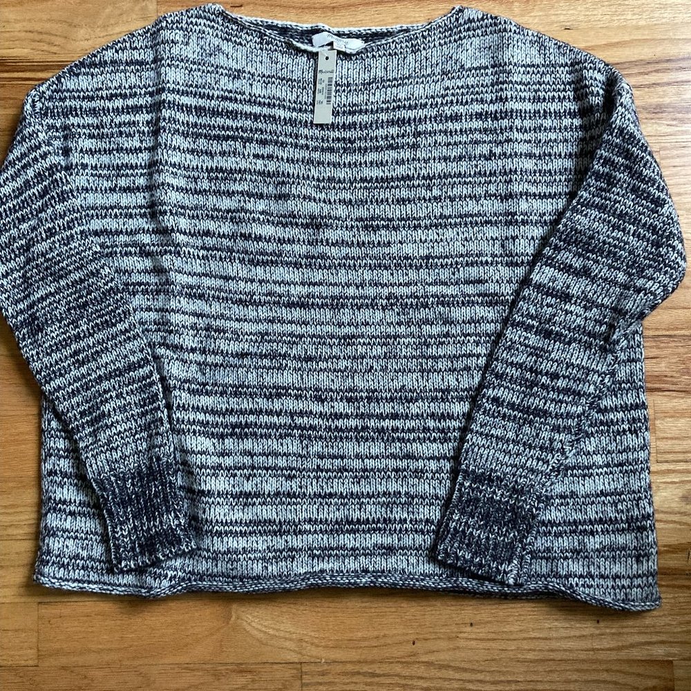 Madewell Threadmix Boatneck Black White Sweater E5186 Size XS